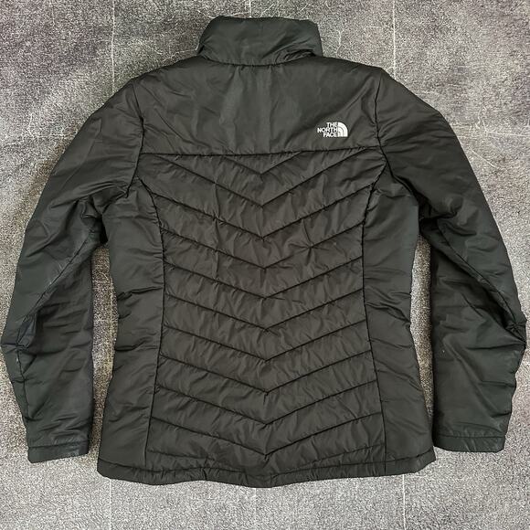 Women's The North Face Black White Logo Insulated Zip Up Puffer Coat Jacket Sz M - Picture 4 of 4